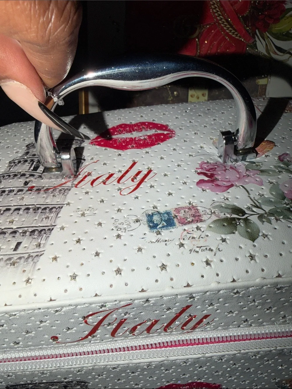 Blush Crush Italy Printed Cosmetic Case full of The Creme Shop Essentials &More
